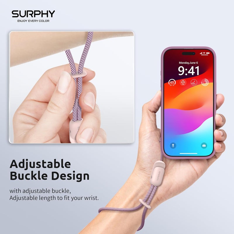SURPHY 2 Pack Phone Lanyard for Cellphone Case, Phone Wrist Strap for Case, Cellphone Strap with 2-Color Braided, Charm Wrist Lanyard for Women and Men, Pink & Gray - Image 3